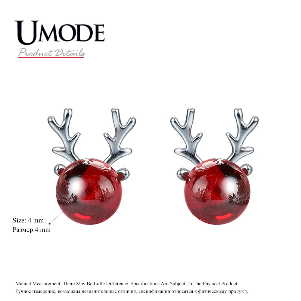UMODE новые модные красные рога оленя серьги гвоздики для женщин белые золотые