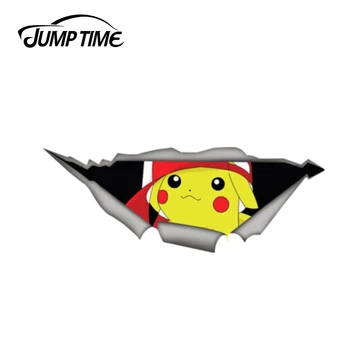 

Jump Time 13cm x 4.8cm pikachu car decal 3D Pet Graphic Vinyl Decal Car Window Laptop Bumper Animal Car Stickers
