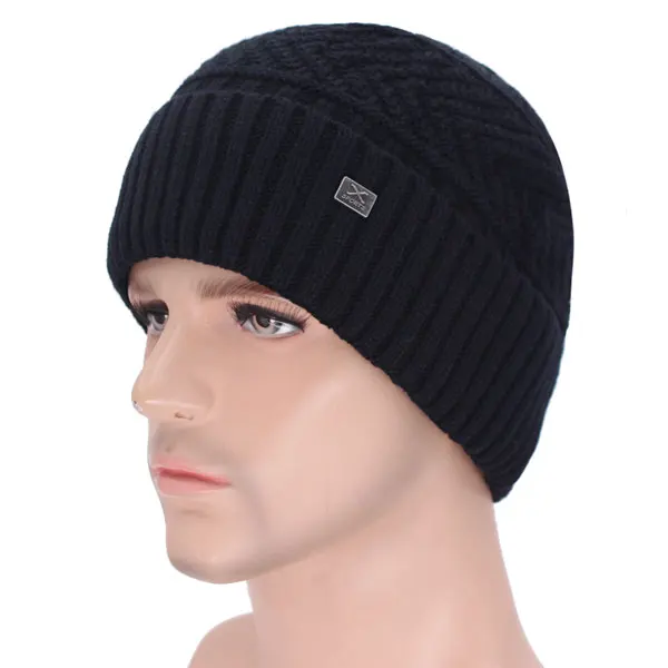 Бренд Skullies Beanies мужские зимние шапки для мужчин шарф вязаная шапка Кепка, зимняя шапка Beany мужская Homme X Gorro береты-кепки - Цвет: black hat