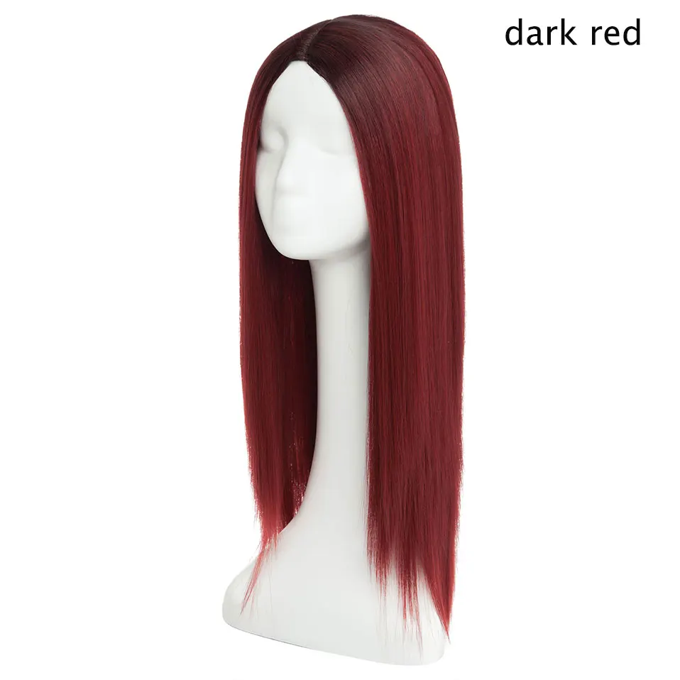 dark red SNOILITE 24 дюйма длинные волнистые косплей парик Красный Зеленый Пупс Розовый Черный Голубой серебряный серый блонд коричневый 60 см синтетические волосы парик для женщин - Цвет: dark red