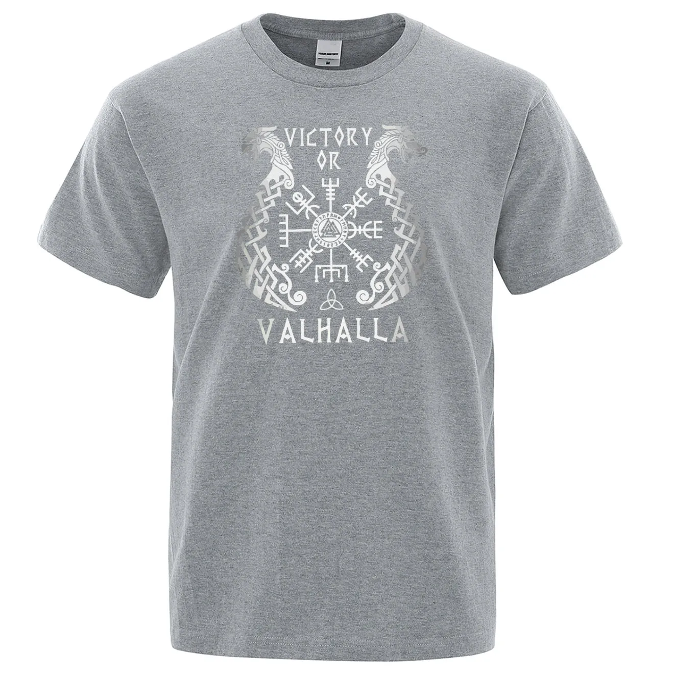Летняя мужская футболка с принтом, короткий рукав, легенда викингов, Ретро стиль, Классическая футболка, Valhalla Odin, топы, Мужская хлопчатобумажная футболка