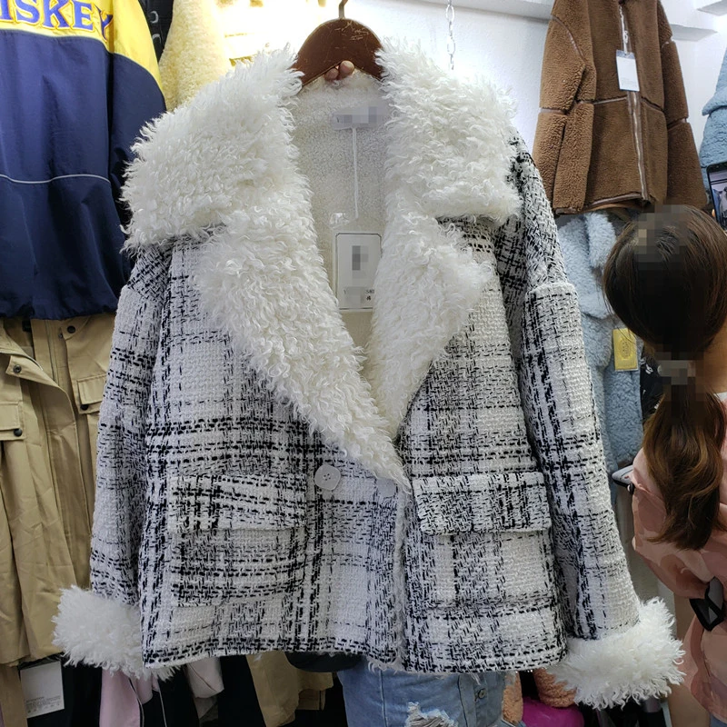 Зимняя теплая шерстяная мутоновая шуба Harajuku уличная овечья шерсть шубка на меху женские свободные большие размеры Женская парка верхняя одежда - Цвет: Белый