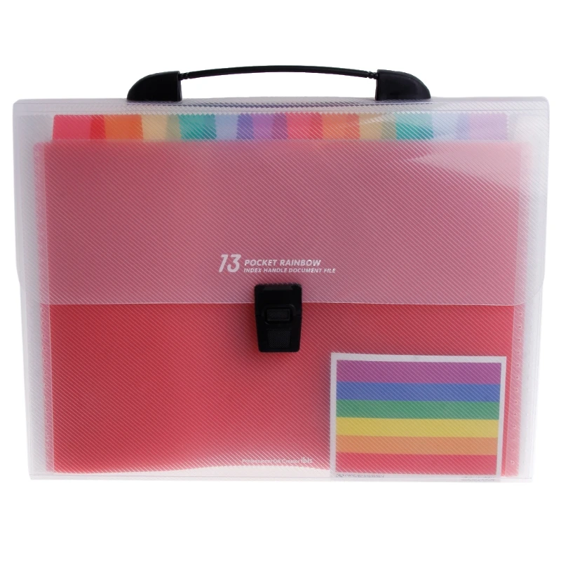 

A4 Rainbow Expanding Document Folder 13 Pocket School Portable Accordion Bag