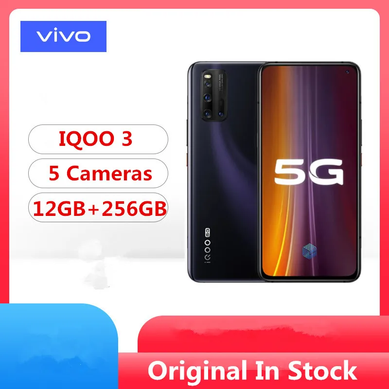 Оригинальный мобильный телефон Vivo IQOO 3 Snapdragon 865 Android 10 0 6 44 дюйма 2400x1080 12 Гб ОЗУ 256