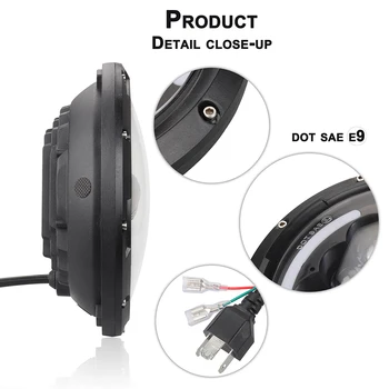 

Fit for 7 inches Jeep Wrangler Retro Turn Signal 12V/24V Motorcycle Car Headlight 7 inches Round LED Driving Lamp Head Lamp