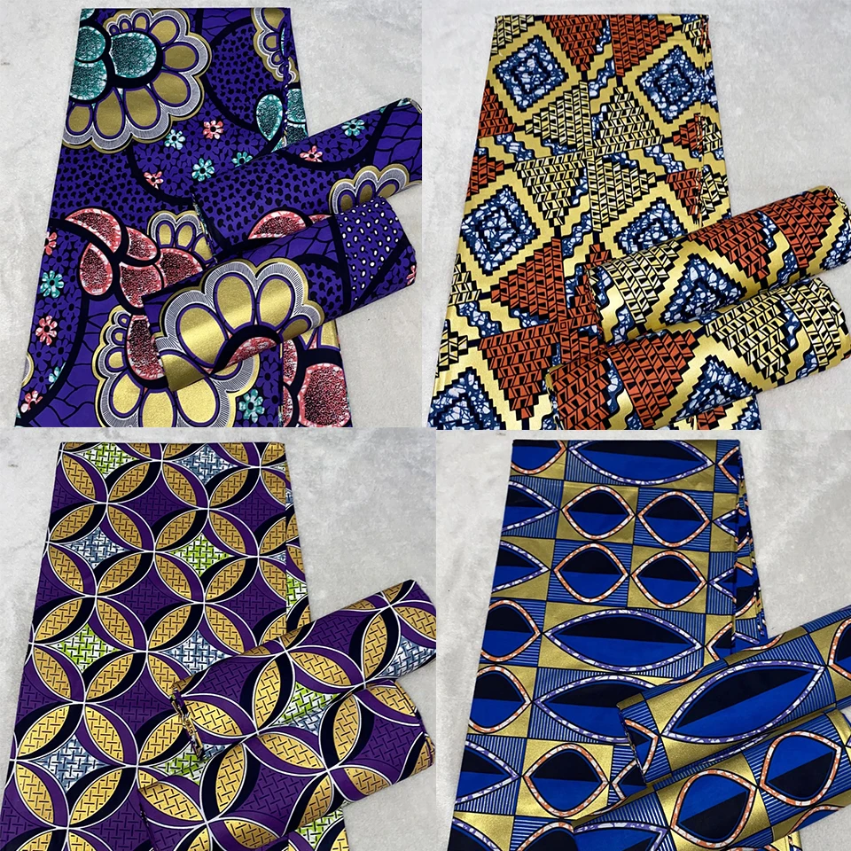 

New Nigerian satin African wax Fabrics Cotton Print rapper batik Ankara high quality Original veritable golden Wax material