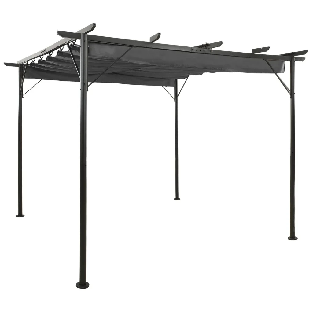 blauwe vinvis Vertellen Schouderophalend Vidaxl Pergola With Extendable Roof Anthracite 3x3 M Steel 180 G / M²  Versatile Pergola - Gazebos - AliExpress