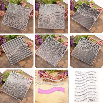 DIY Plastic Embossing Folders with Clear Stamp and Cutting Die Cuts Scrapbooking Embossed  Stamping Template Card Making Set