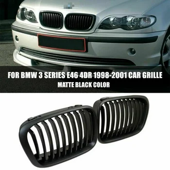 

2Pcs Matte Black 4DR Front Kidney Grille For 1998 1999 2000 2001 BMW 3-Series E46 325i 330i 323i Car Styling