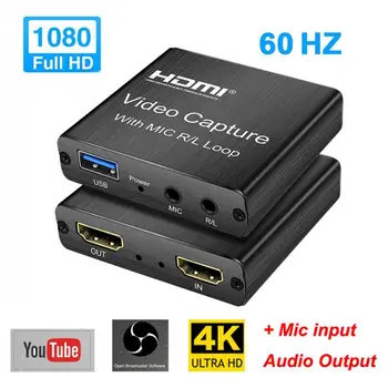 

HD 4K 1080P HDMI Video Card With Mic Plug And Play USB2.0 Audio Portable Game Recording For Live Streaming Accessories