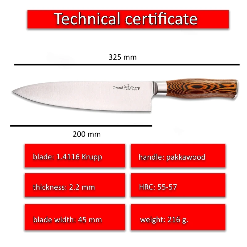 GRANDSHARP 8 дюймов Профессиональный повара нож в японском стиле кухонные столовые приборы Мясник из нержавеющей стали кухонный нож подарочная коробка