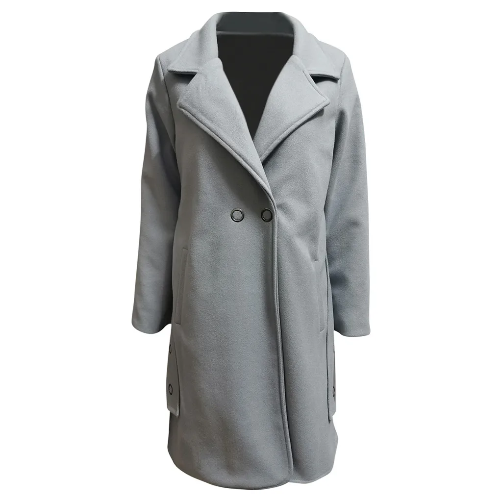 Офисное женское длинное зимнее шерстяное пальто тонкое Однотонное шерстяное пальто и куртка двубортная верхняя одежда плюс размер 3xl# G30