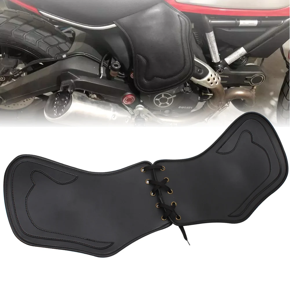 Motorcycle Black Leather Heat Saddle Shield Deflectors For Harley