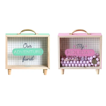 

2x Ins Creative Art Of Fresh Wood Bank Bedroom Desk Decoration Miscellaneous Ornaments Storage Box Accessories-Pink & Green