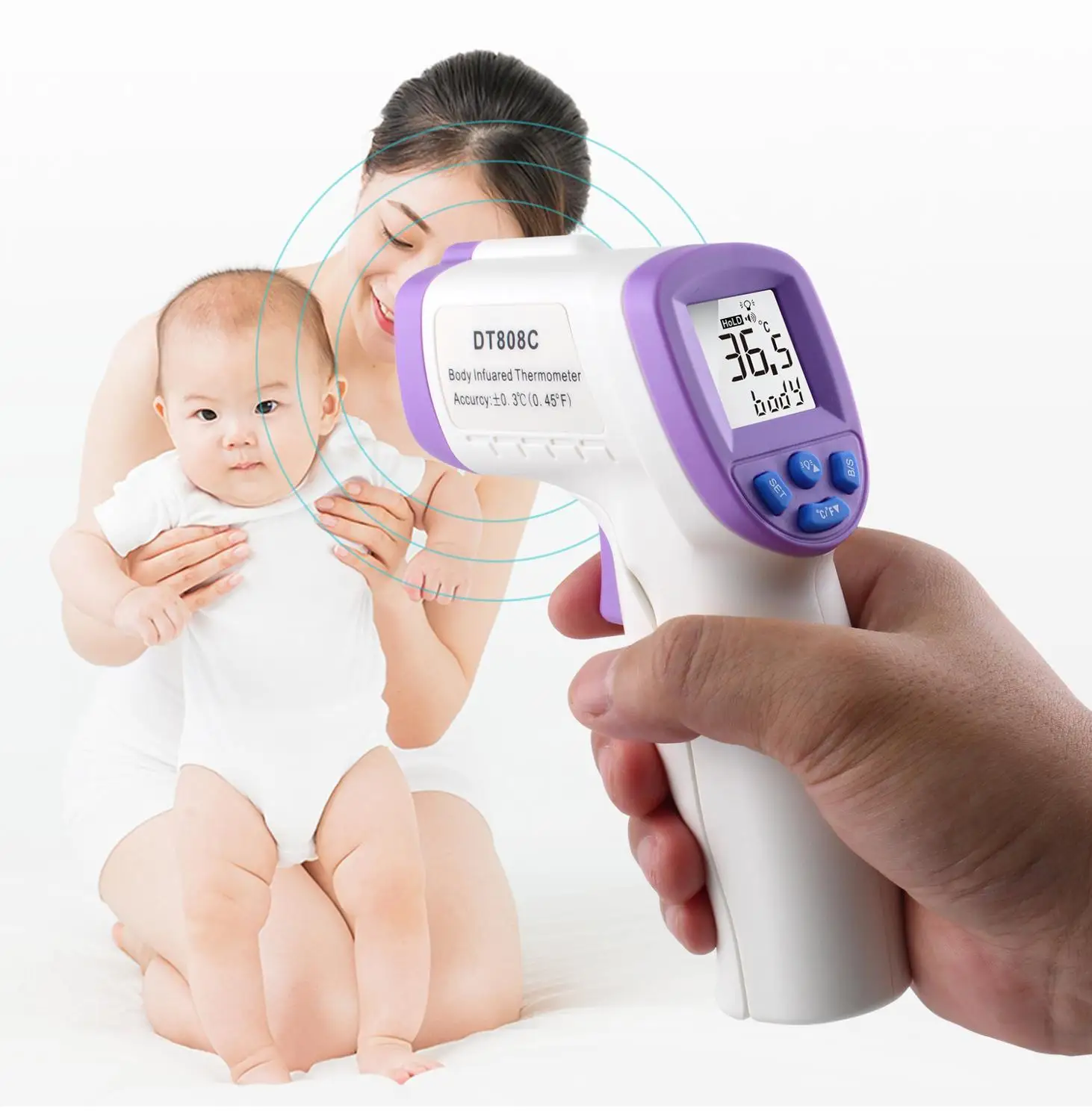 

DT808C Non-contact Infrared Thermometer Handheld Electronic Thermometer Forehead Thermometer
