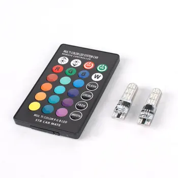 

T10 Car Interior Led Bulb Light RGB Tail Lamp Strobe Bulb Wedge License Plate Lights with Remote Control