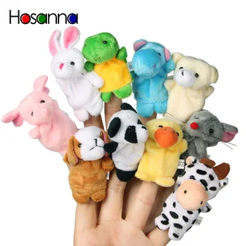 Baby Toys Animal Family Finger Puppets Wooden Cartoon Theater Soft Doll Kids Educational Toys for