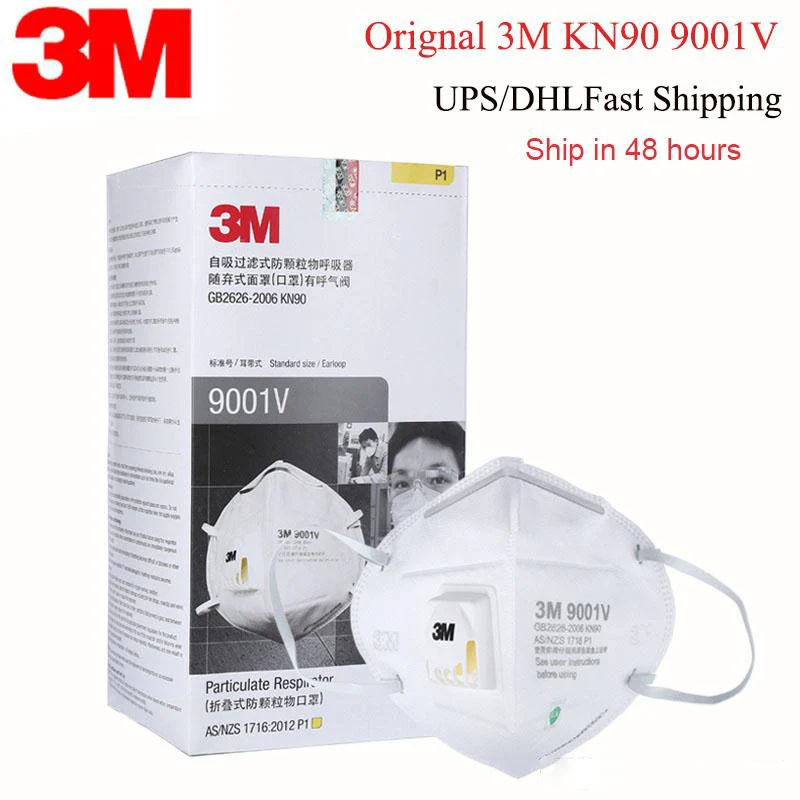 

3M KN90 Mask 9001V FFP2 Face Masks with Cool Flow Valve Breathable Mask Anti-Dust and Flu, Virus Adjustable Reusable KN95 Mask