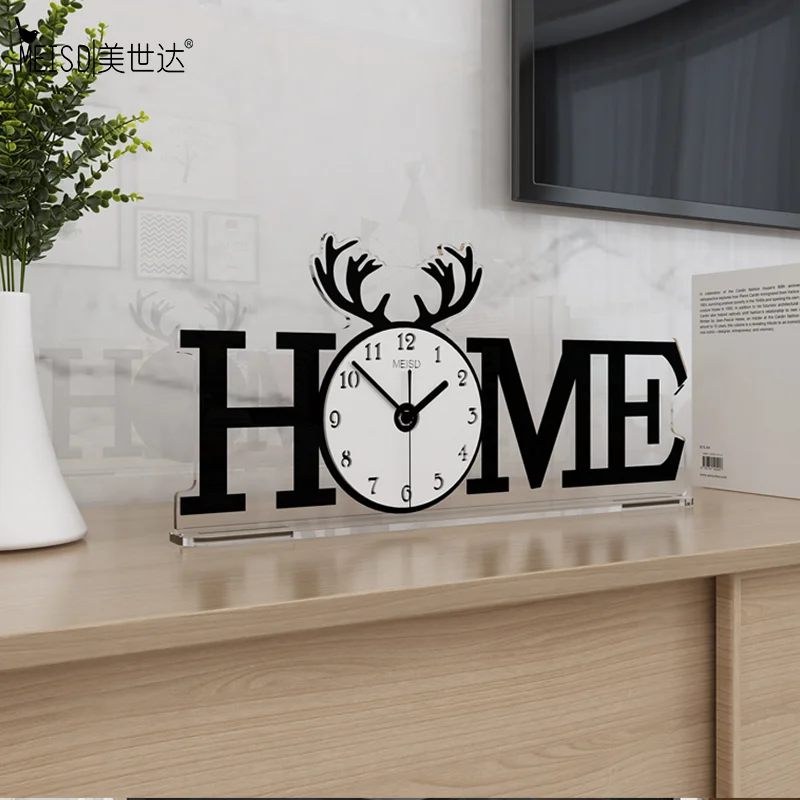 

MEISD Antler Design Table Clock Creative Quartz Silent Desk Watch Room Decor Needle Art Poster Decoration Horloge Free Shipping