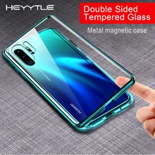 Heyytle обновленная двухсторонняя, для стекла Магнитный чехол для huawei P20 P30 Pro mate 20 металлический магнитный чехол для Honor 10 Y9 360 Полное покрытие