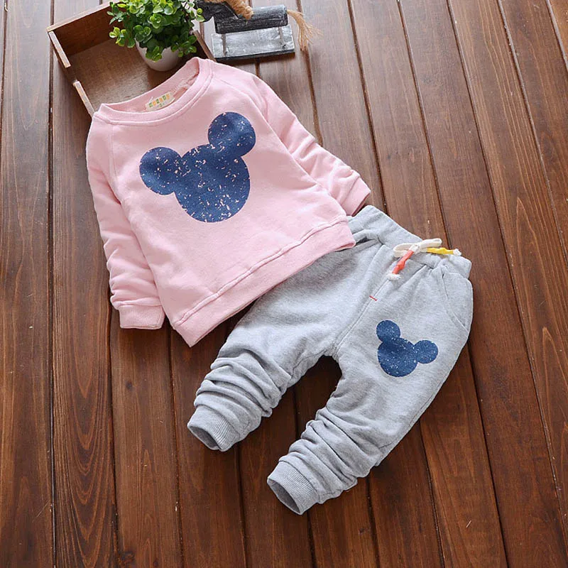 

Hot sale Baby Girl Clothes 2016 Autumn Baby Clothing Sets Cartoon Printing Sweatshirts+Casual Pants 2Pcs for Baby Kids Clothes
