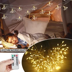 LED Firework String Lights 8 Mode  Explosion Star Copper Silver Wire Fairy Light Decoration Lamp Remote Control String Light