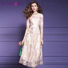 TESSCARA женское длинное роскошное Сетчатое платье с вышивкой Festa Женская Высококачественная свадебная Женская одежда для вечеринки Дизайнерские Элегантные платья