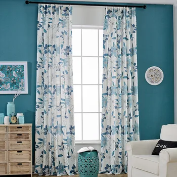 

Blue Red Floral Decorative Blackout Curtains For Living Room Bedroom Kitchen Cortinas Pastoral Style Window Shading Rate 41%-85%