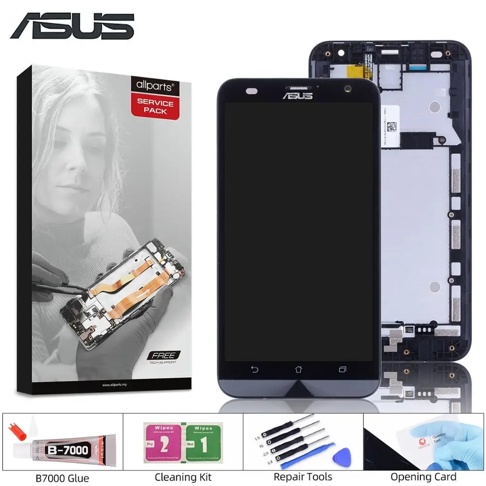 Pаспродажа Дисплей для ASUS Zenfone 2 Laser ZE550KL font b LCD b font в сборе с тачскрином на рамке Оригинал черный