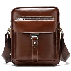 First Layer Cowhide Men's Bag Shoulder Bag Fashion Shoulder Vertical Briefcase Casual Retro Crossbody Bag