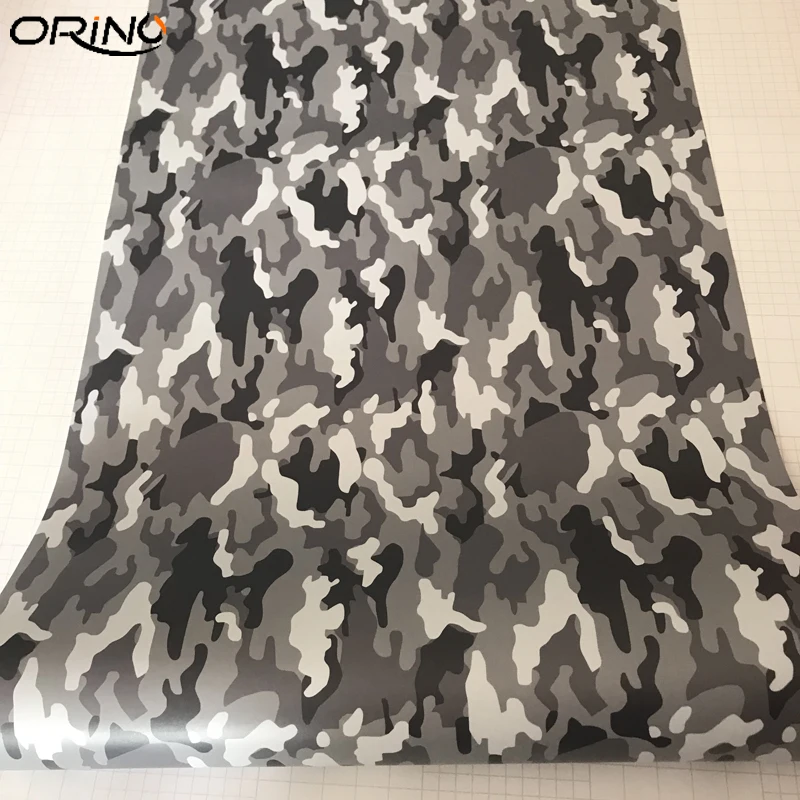 Black Grey White Camo Vinyl Film Wrap-2