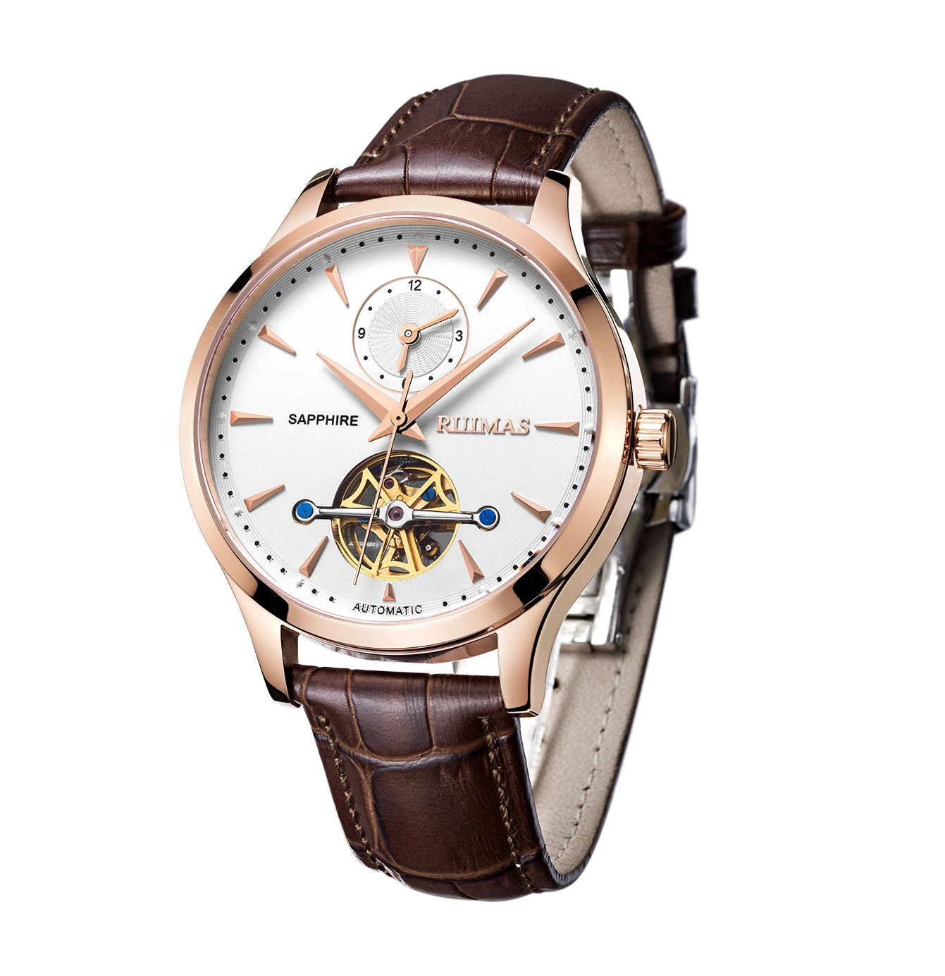 

Relojes Para Hombre Ruimas Watches Men Automatic Mechanical Watch Leather Strap Men Gift Chronograph Business Wristwatch 6703