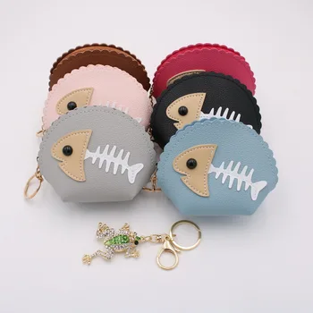 

Newly Wallet Keychain Set Hand Holding Fishbone Wallet Frog Diamond Metal Keychain for Women Car Phone H66