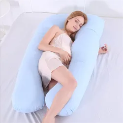 Oreiller de soutien pour le sommeil, pour femmes enceintes, corps 100% coton, en forme de U, oreiller de maternité, pour dormir sur le côté, rayé 