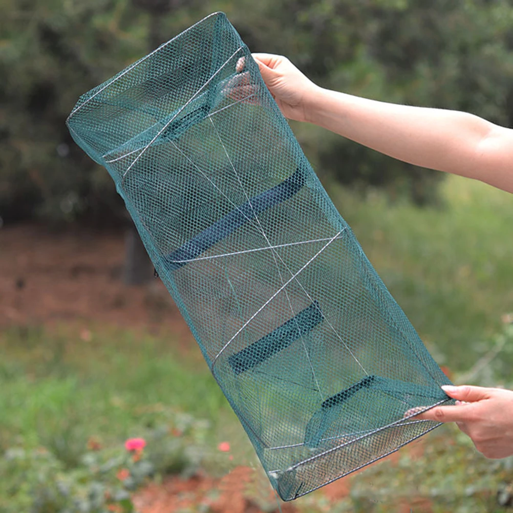 Portable Fishing Net Fish Shrimp Mesh Cage Cast Net Fishing Trap Network Foldable Fishing Net Tackle Fishing Net Tackle zipper