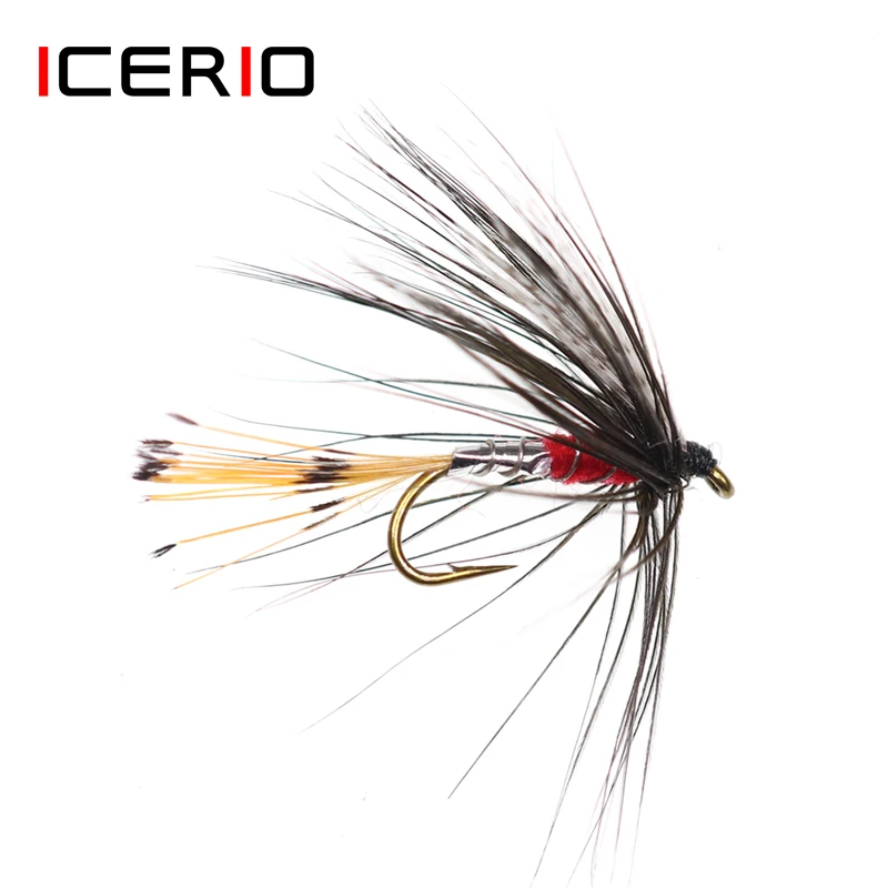 

ICERIO 6PCS Fly Tying Hook Golden Pheasant Tail Wet Flies Trout Fishing Fly Lure Baits #12