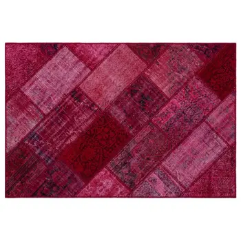 

Handmade Red Vintage Overdyed Patchwork Area Rug 120x180 Cm-3'11''X5'11''