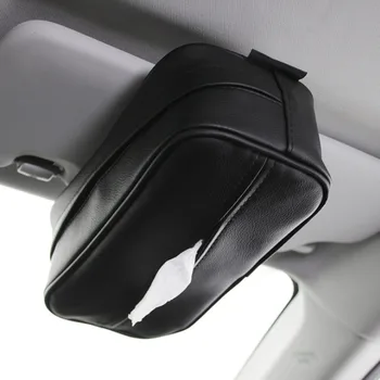 

Universal Car Armrest Box Sun Visor PU Leather Tissue Box Paper Case Organizer Napkin Container