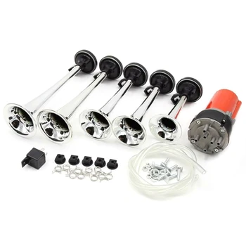 

NEW-125Db 12V 5 Red Dixie Car Trumpet Air Horns DIXIE Musical Air Horn Dukes of Hazzard General Lee for Car Truck Boat