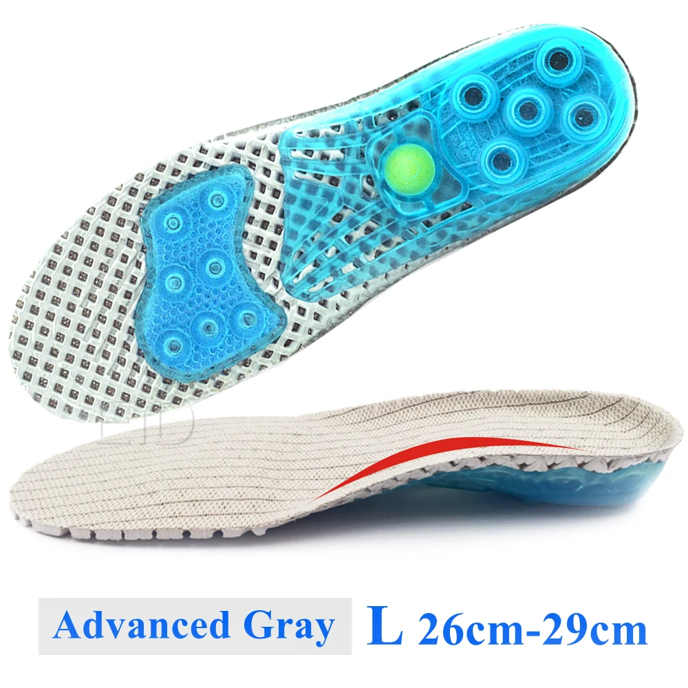 EVA Весна Силиконовые ортопедические стельки для обуви, стельки для плоскостопия, ортопедические стельки, стельки для супинатора, Подошвенный Фасциит, уход за ногами - Цвет: Gray L EU 40-45