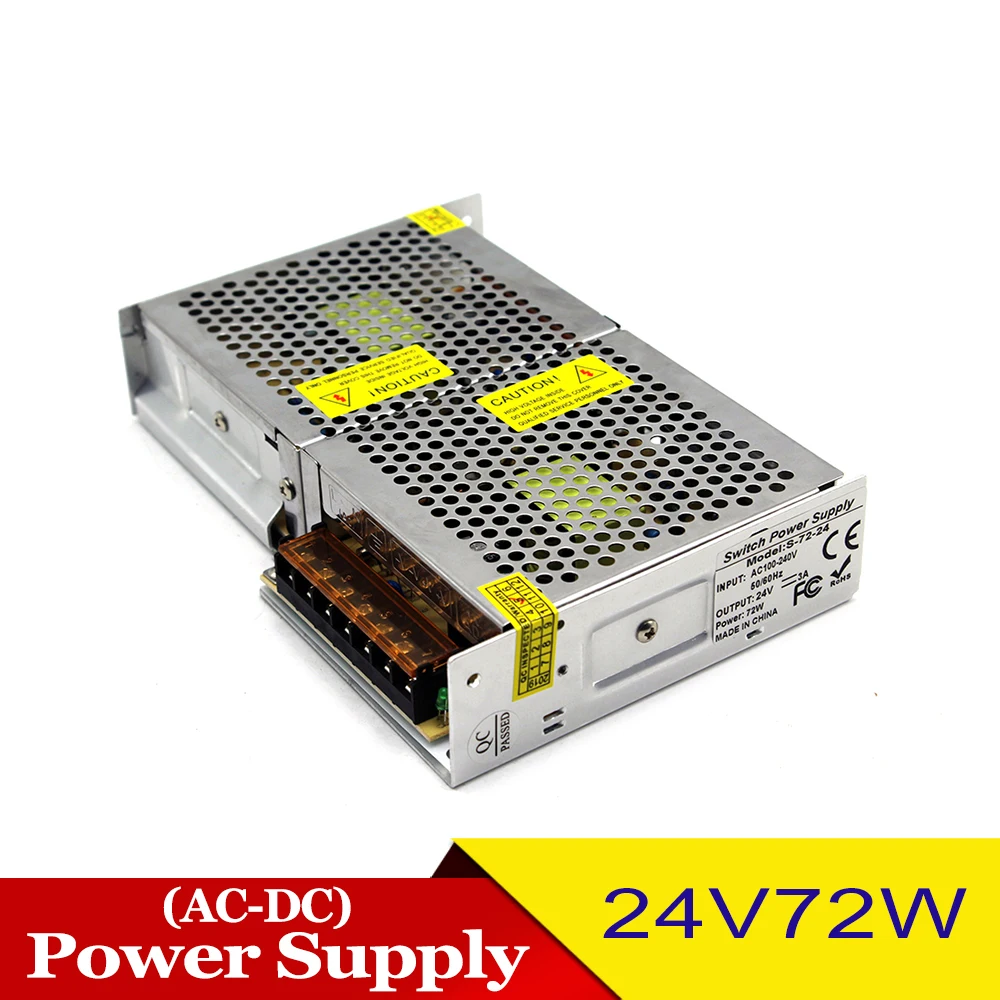 DC Питание 24v 3a 72 Вт светодиодный Diver трансформаторы 110v 220v AC DC24V переключатель источника питания для Светодиодный модуль освещения CCTV мотор
