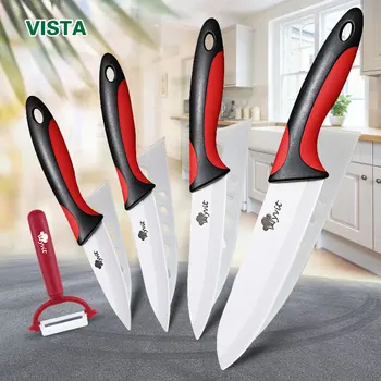 Coltelli in ceramica Coltelli da cucina 3 4 5 6 pollici Coltello da chef Set da cucina + pelapatate lama in zirconio bianco Manico multicolore di alta qualità 1