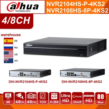 

Original Dahua Network Video Recoder NVR2104HS-P-4KS2 NVR2108HS-8P-4KS2 4CH 8CH POE NVR 4K H.265 POE CCTV System Security Kit