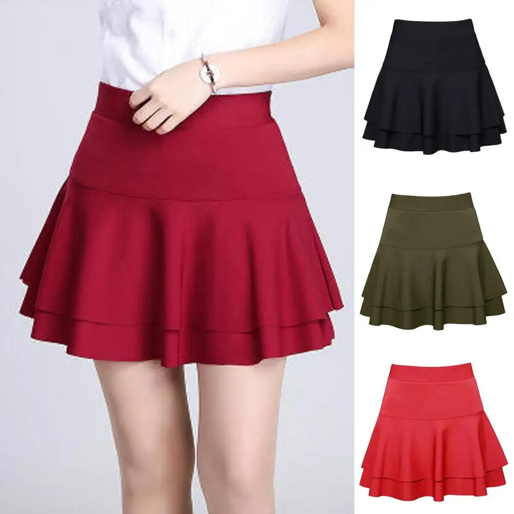 Women Skirt Student style High Waist Ladys Elastic Safety Pants Skirt ...