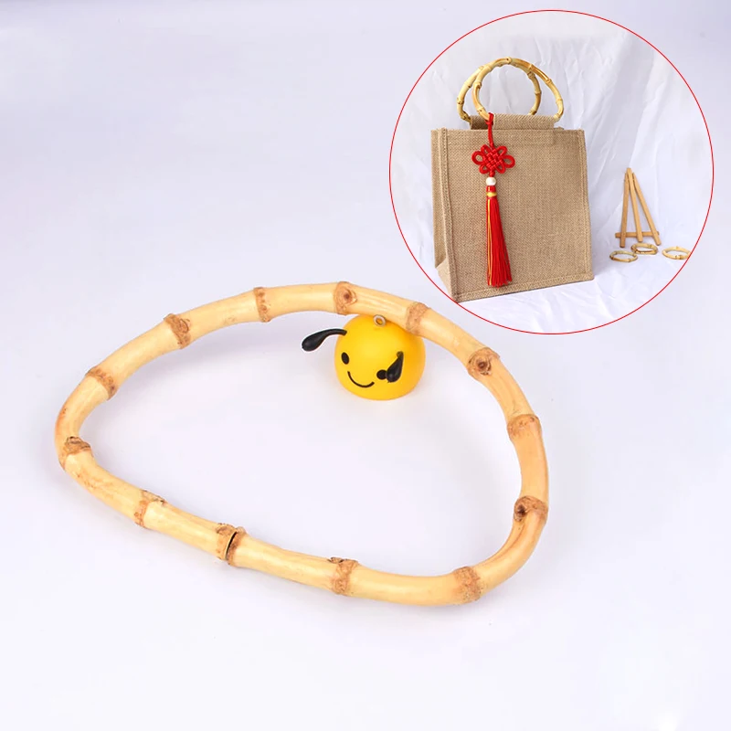 

2pcs Bag Handle, D shape Bamboo Handle Making Bags Craft, Bag Accessories For DIY