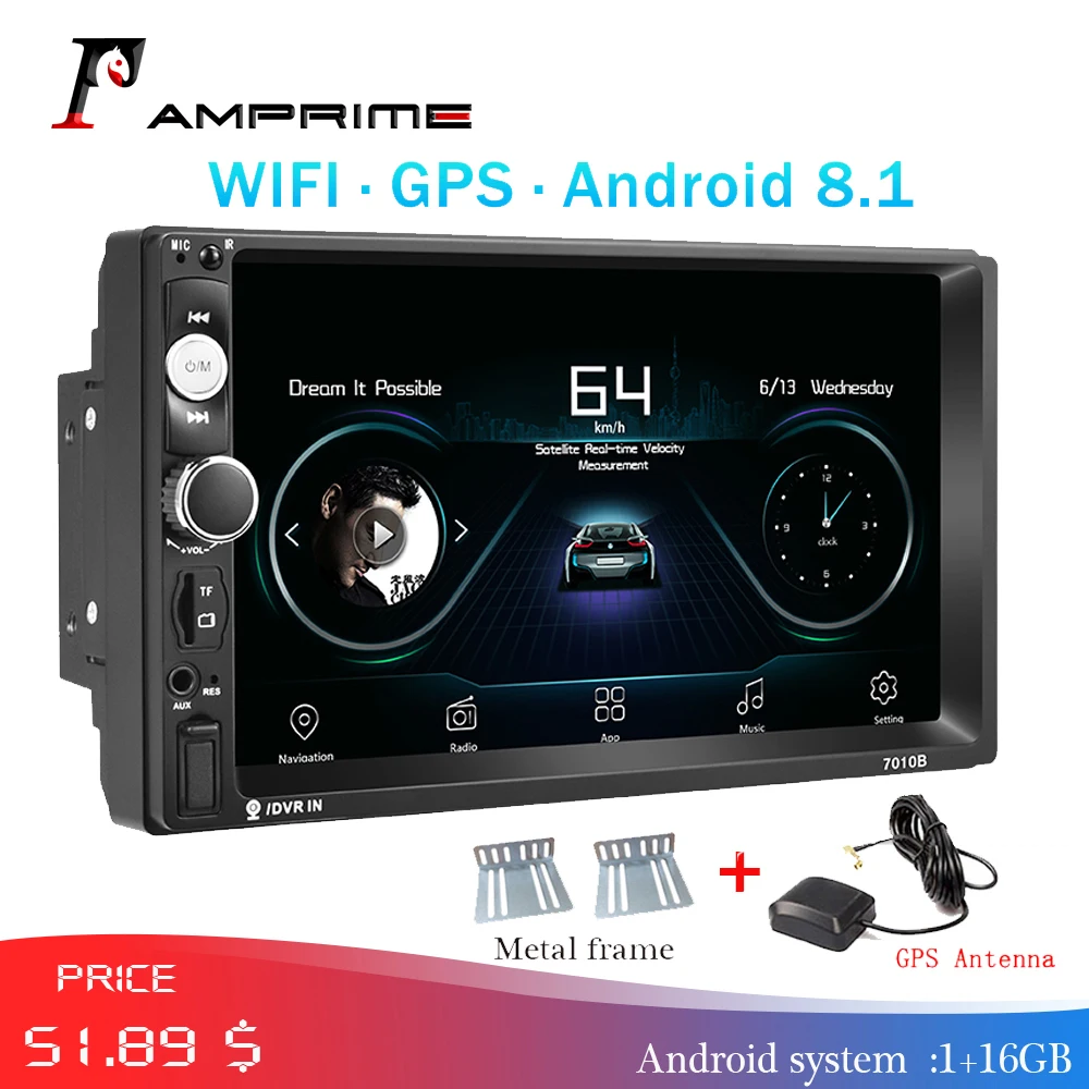 Автомагнитола AMPrime мультимедийная стерео система на Android с GPS Wi Fi Bluetooth MP5 камерой