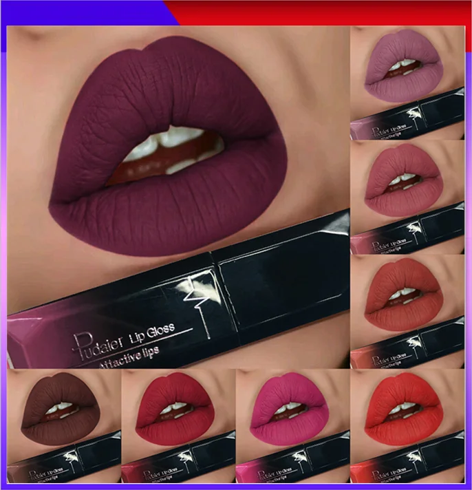 New Hot Sale Fashion Cosmetics Waterproof Liquid Lip Gloss Matte Sexy Lipstick Long Lasting Not Fade Beauty Makeup