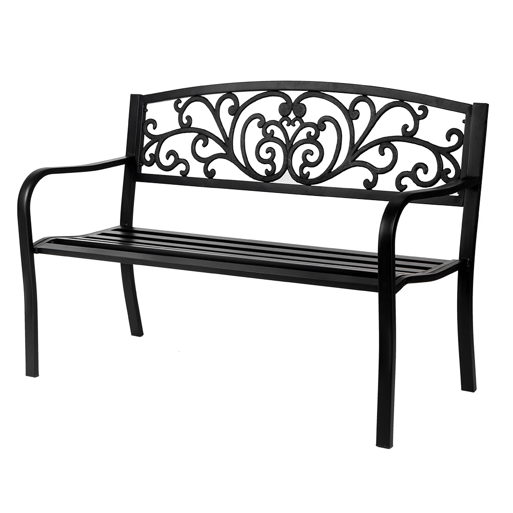 

50" Iron Outdoor Courtyard Decoration Park Leisure Bench for Patio Garden Yard
