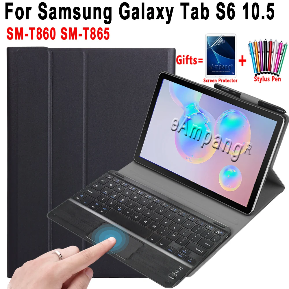 Сенсорная клавиатура чехол для Samsung Galaxy Tab A 10 1 2019 5 A6 2016 S7 11 + плюс 12 4 S6 Lite S4 S5e