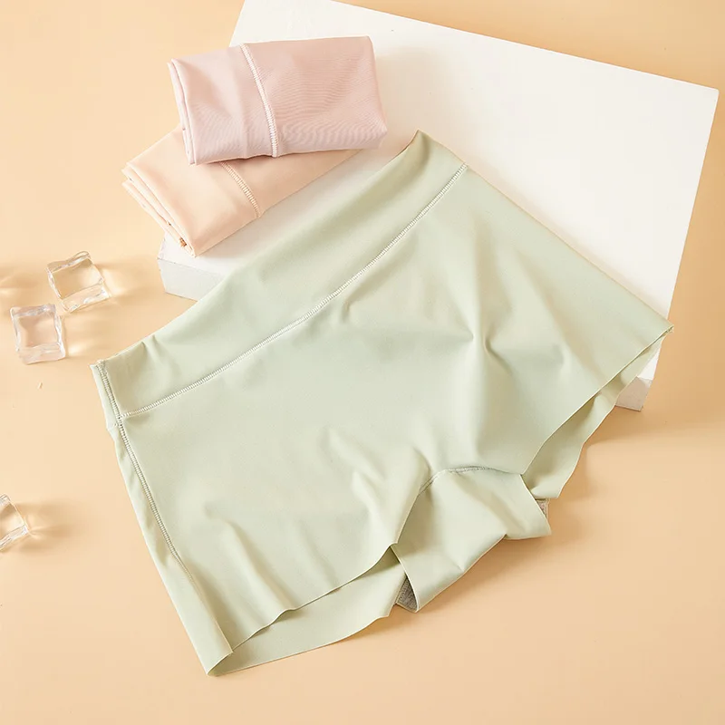 Seamless Safety Short Pants Women Panties Traceless Nylon Girls Emptied Boyshorts Boxers Ice Silk Anti Friction Skirt Shorts